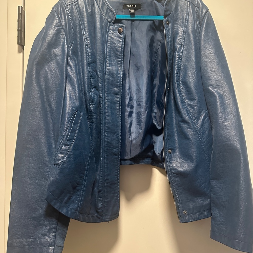 Torrid Teal Blue Leather Jacket